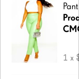 Plus Pistachio PU Stitch Detail Straight Leg
Pants